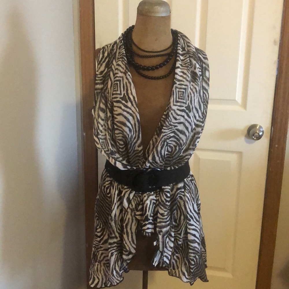 Animal print Scarf Wrap Vest.